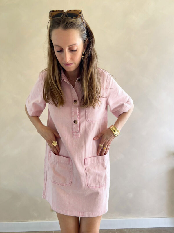 Nora denim dress pink