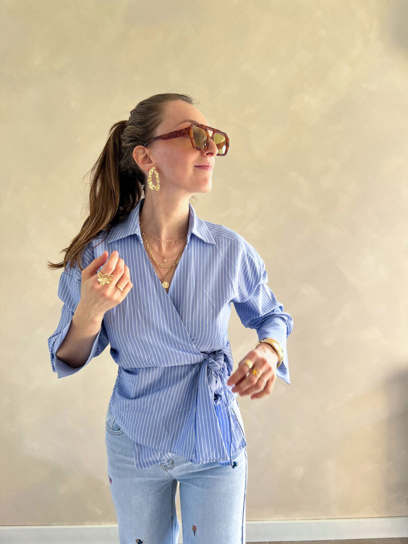 Lola side tie shirt blue - Afbeelding 2