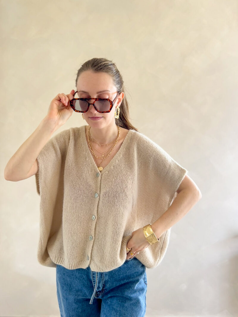 Estelle oversize mohair gilet beige - Afbeelding 5