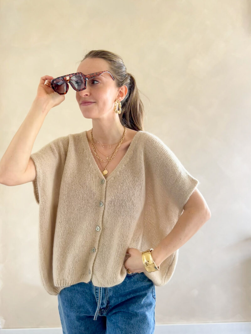 Estelle oversize mohair gilet beige - Afbeelding 4