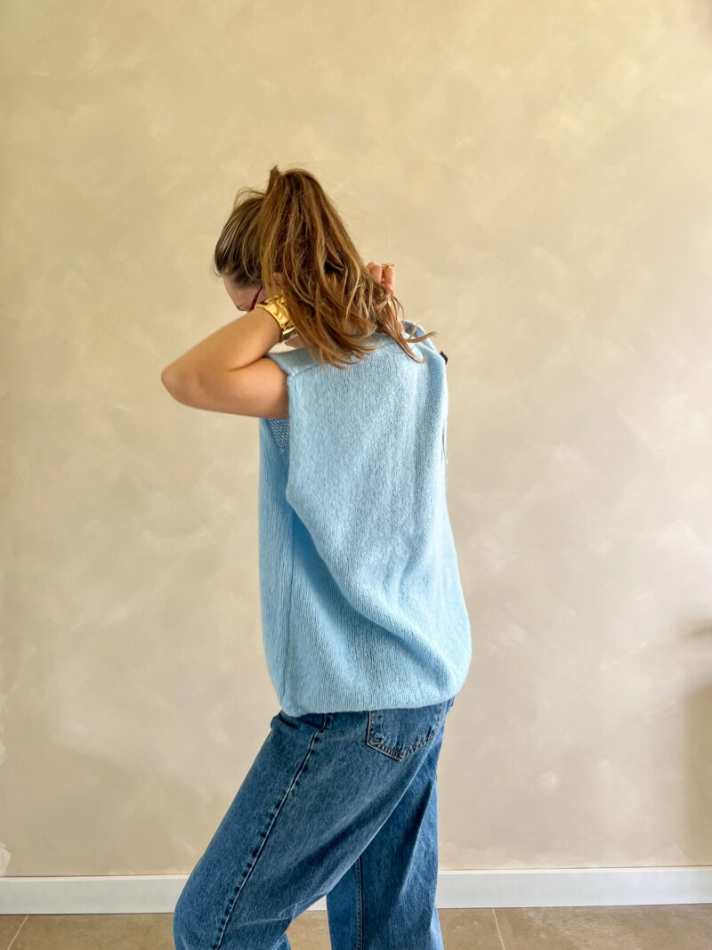 Estelle oversize mohair gilet blauw - Afbeelding 2