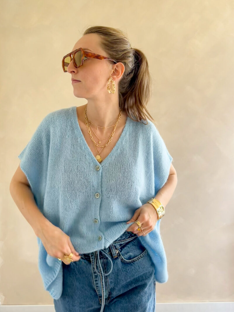 Estelle oversize mohair gilet blauw - Afbeelding 7