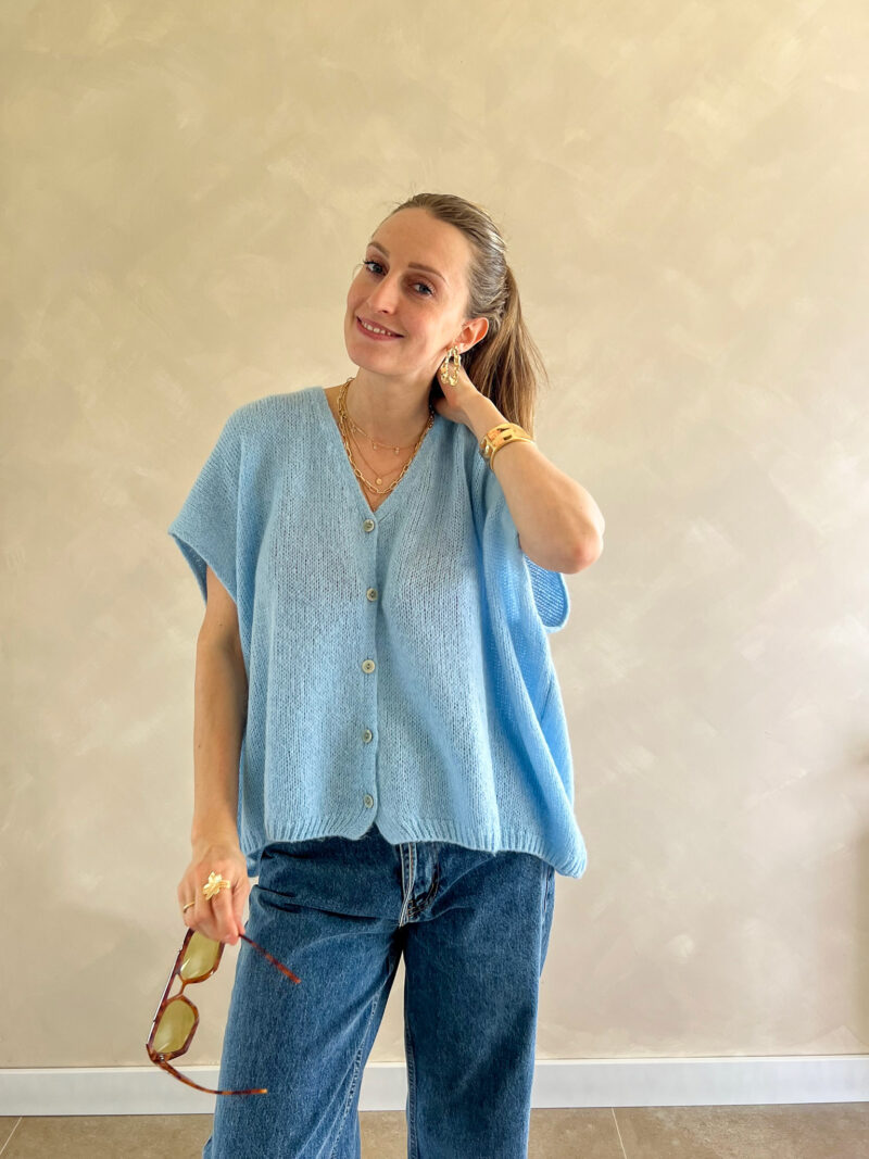 Estelle oversize mohair gilet blauw - Afbeelding 5