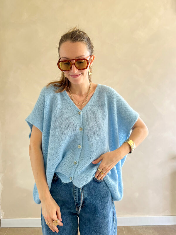 Estelle oversize mohair gilet blauw