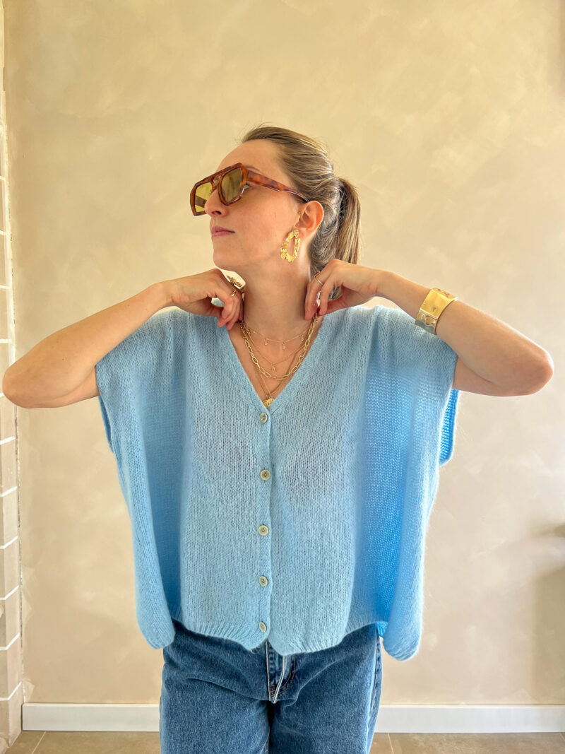 Estelle oversize mohair gilet blauw - Afbeelding 4