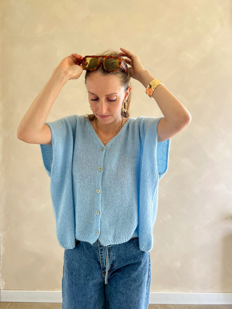 Estelle oversize mohair gilet blauw - Afbeelding 6