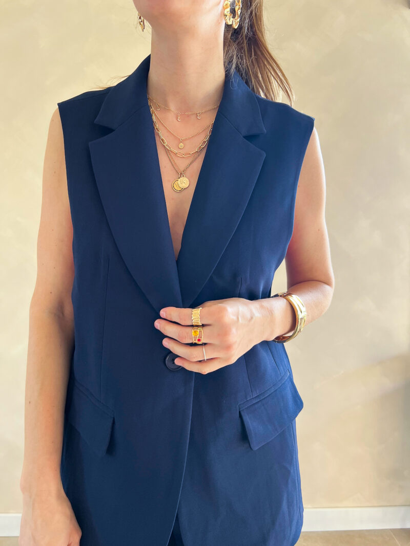 Ella sleeveless blazer blue
