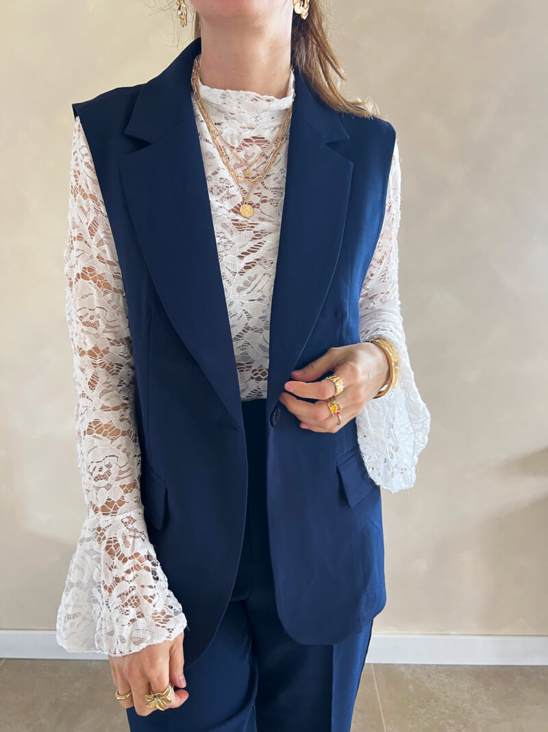 Ella sleeveless blazer blue - Afbeelding 5